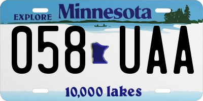 MN license plate 058UAA