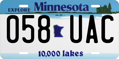MN license plate 058UAC
