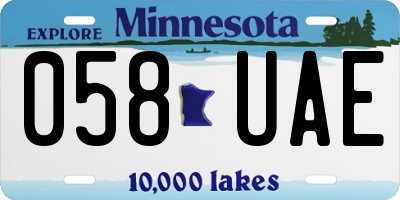 MN license plate 058UAE