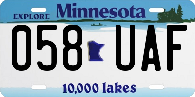 MN license plate 058UAF