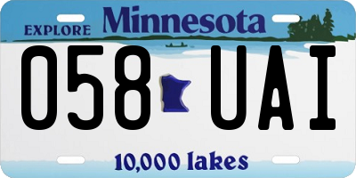 MN license plate 058UAI