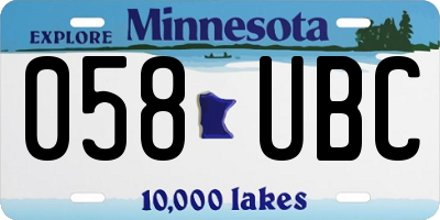 MN license plate 058UBC