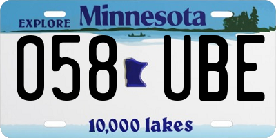MN license plate 058UBE