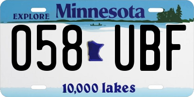 MN license plate 058UBF