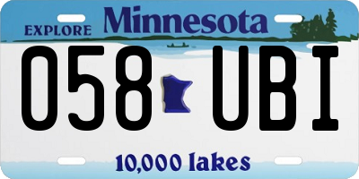 MN license plate 058UBI