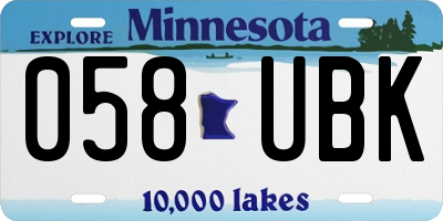 MN license plate 058UBK