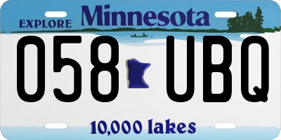 MN license plate 058UBQ