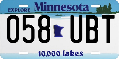 MN license plate 058UBT