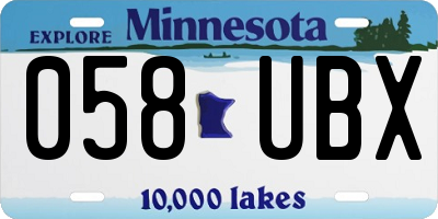 MN license plate 058UBX