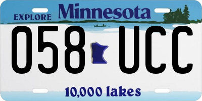 MN license plate 058UCC