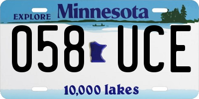 MN license plate 058UCE