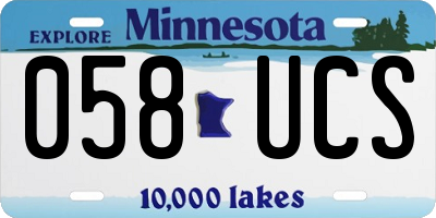 MN license plate 058UCS