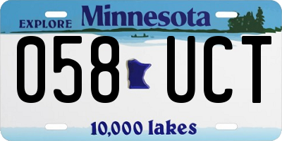 MN license plate 058UCT