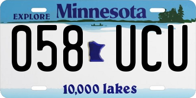 MN license plate 058UCU