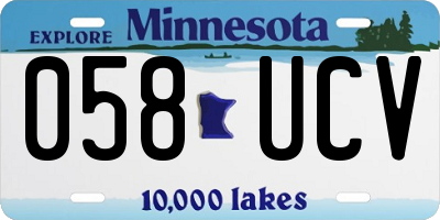 MN license plate 058UCV