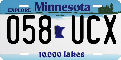 MN license plate 058UCX