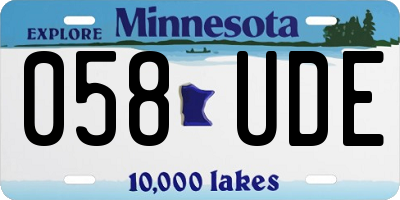MN license plate 058UDE