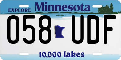 MN license plate 058UDF