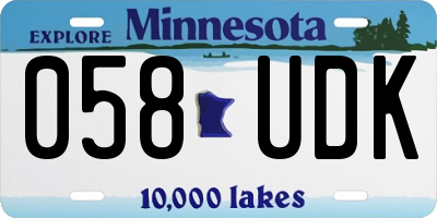 MN license plate 058UDK