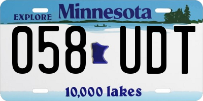 MN license plate 058UDT