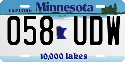 MN license plate 058UDW