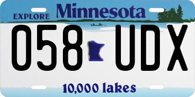 MN license plate 058UDX