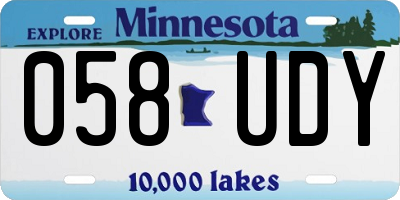 MN license plate 058UDY
