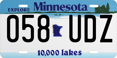 MN license plate 058UDZ