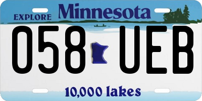 MN license plate 058UEB