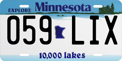 MN license plate 059LIX