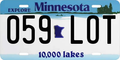 MN license plate 059LOT