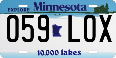 MN license plate 059LOX