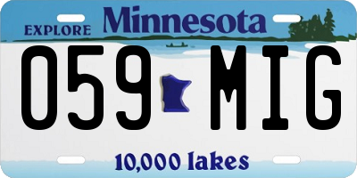 MN license plate 059MIG