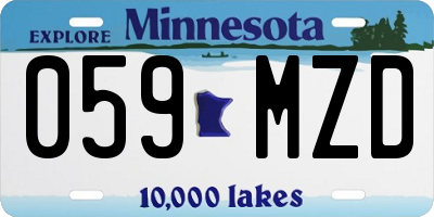 MN license plate 059MZD