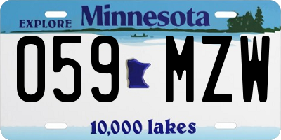 MN license plate 059MZW