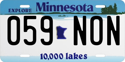 MN license plate 059NON
