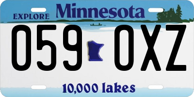 MN license plate 059OXZ
