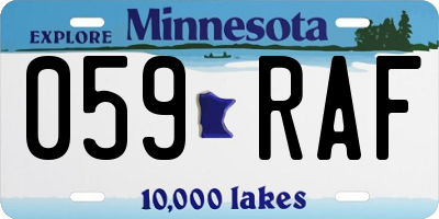 MN license plate 059RAF