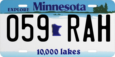 MN license plate 059RAH