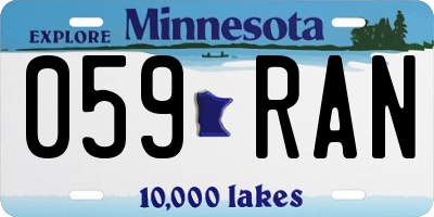 MN license plate 059RAN
