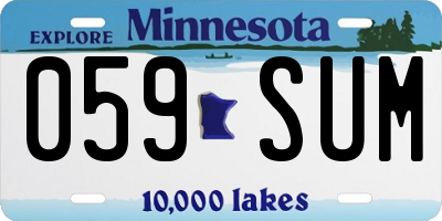 MN license plate 059SUM