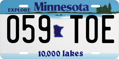 MN license plate 059TOE