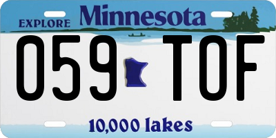 MN license plate 059TOF