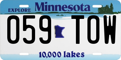 MN license plate 059TOW