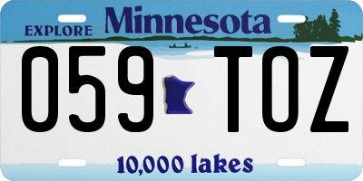 MN license plate 059TOZ