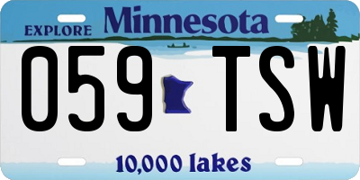 MN license plate 059TSW