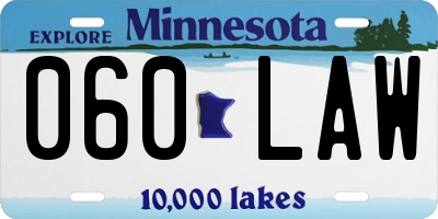 MN license plate 060LAW