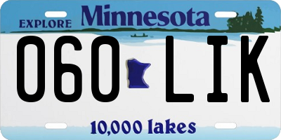 MN license plate 060LIK