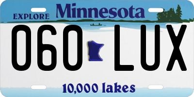 MN license plate 060LUX
