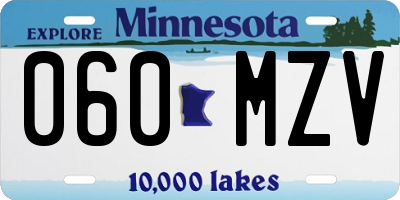 MN license plate 060MZV